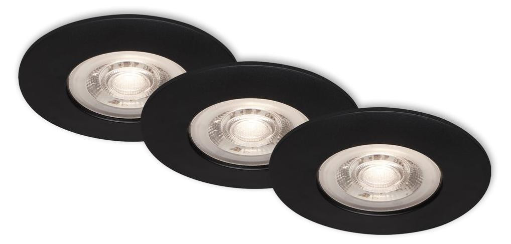 Briloner LED inbouwspots zwart mat 3x LED-paneel 4,9W