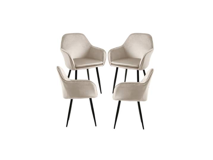 4er Set Stühle Chic Black - Beige
