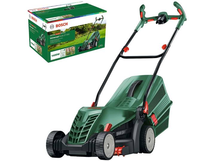 Elektrorasenmäher BOSCH HOME & GARDEN UniversalRotak 37-550 , transparent (weiß, neutral), Rasenmäher, Elektrorasenmäher