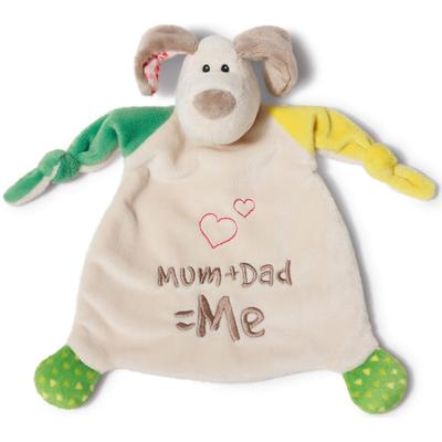 Schmusetuch NICI "My First NICI Kollektion, Hund Fino, Mum+Dad=Me", Baby, bunt, Plüsch, Polyester, Schnuffeltücher, mit aufgestickten Augen