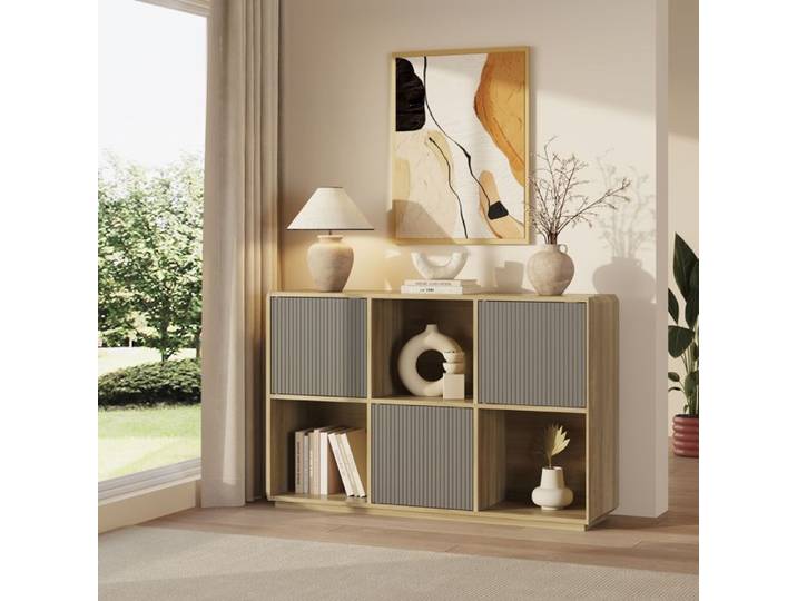 Buffet Trömi 75 x 120 x 30 cm effet chêne gris