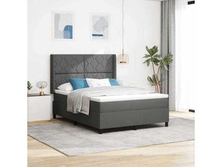 Strapazierfähiger Polsterstoff Modernes Schlafzimmer Design Dunkelgrau 160 Boxspringbett mit Matratze Dunkelgrau 160x200 cm Stoff King Size verstellbares Kopfteil mit Lattenrost
