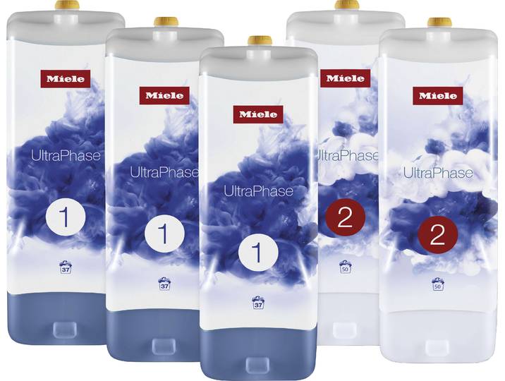 MIELE Feinwaschmittel Set 5x Miele UltraPhase , transparent, 5 Stk., Reinigungsmittel, bestehend aus UltraPhase 1 und 2 - Halbjahresvorrat, Feinwaschmittel