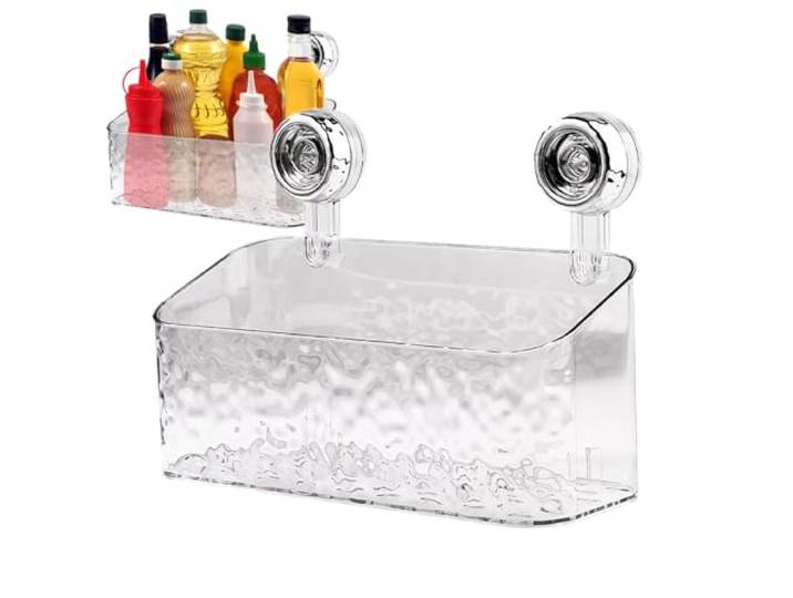 djhYTIxcf Selbstklebendes Eckregal ohne Bohren mit Haken, Abnehmbarer(Transparent 1 Pc)