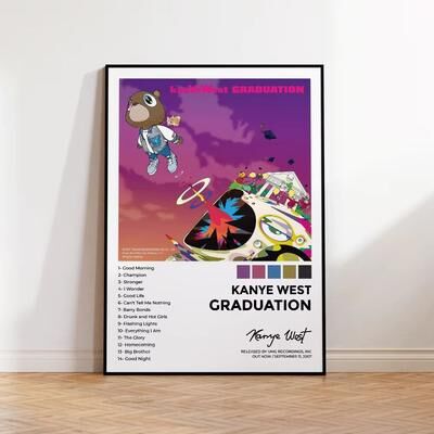 Inspired Finds Kanye West Album Canvas Poster Aesthetic Hip Hop Wall Art For Bedroom And Living Room clean Gallery 15.75x23.62 In No Frame