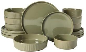 Gibson Elite Highspire 16 Piece Embossed Stoneware Dinnerware Set for 4, Plates and Bowls