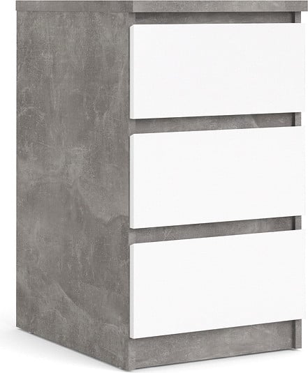 Nada ladekast laag en smal met 3 lades, betondecor/wit hoogglans, B/D/H: 70 x 40 x 50 cm