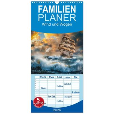 Familienplaner 2026 - Wind und Wogen mit 5 Spalten (Wandkalender, 21 x 45 cm) CALVENDO