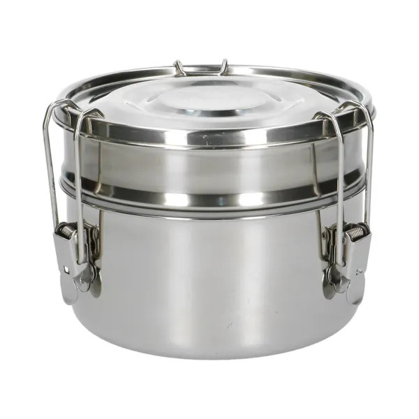 Dille & Kamille Lunchbox van RVS met siliconen ring, rond en dubbellaags, 1400 ml
