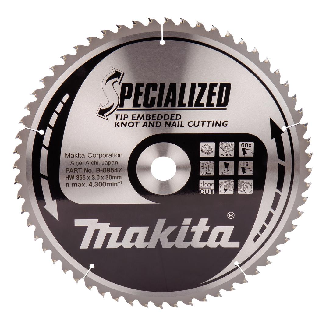 Makita PIŁA TARCZOWA 355x30x60z SPECJALIZED DREWNO (Z GWOŹDZIAMI I SĘKAMI) >>>B-33227 (B-09547)