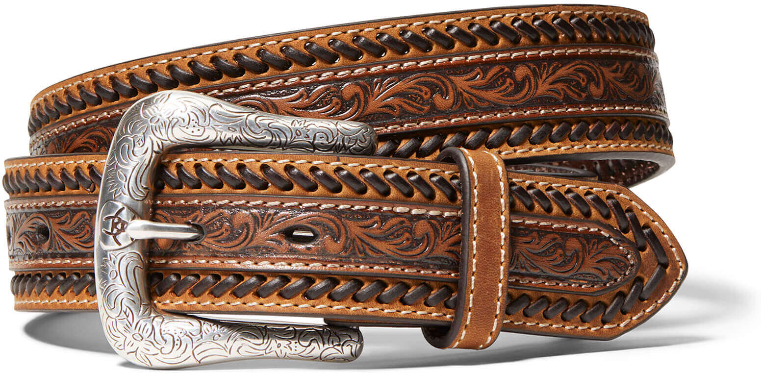 Men's Filigree Stripe Belt in Tan Leather, Size: 40 by Ariat