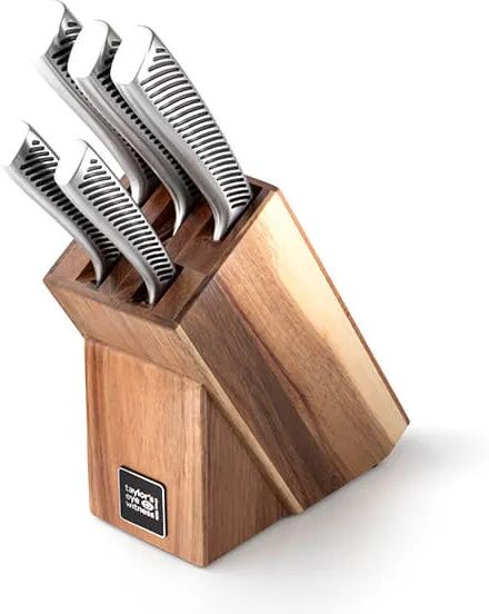 Taylor s Eye Witness Stratford Black Painted 5 Piece Hollow Handle Acacia Wood Knife Block Set