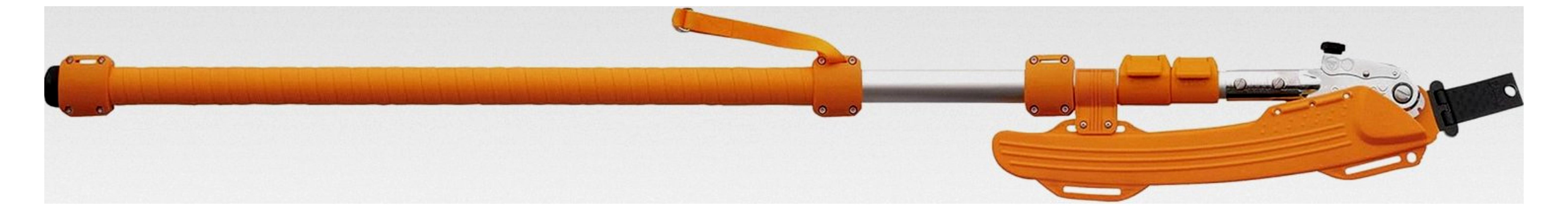 Longboy Teleskopsäge 3-teilig | ausziehbar bis 3,6 m (Reichweite bis 4,5 m) | Transportlänge 1,45 m | 360 mm Klappsägeblatt mit Sichel | ovale Aluminiumstange, Profi-Astsäge für Obstbau und Garten