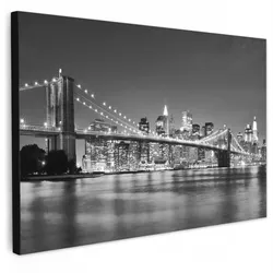LEINWANDBILD New York - Brücke - Brooklyn - Schwarz und weiß - Architektur Deko Schlafzimmer 30x20 cm