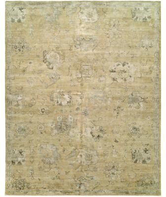 KALATY Transitional Beige Hand-Knotted Viscose Area Rug