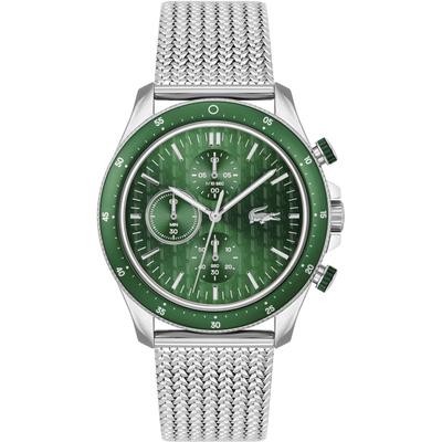 Chronograph LACOSTE "NEO HERITAGE", grün (silberfarben, grün), Armbanduhren, Herren, silberfarben, Chronograph, Quarzuhr, Armbanduhr, Herrenuhr, Stoppfunktion, Edelstahlarmband