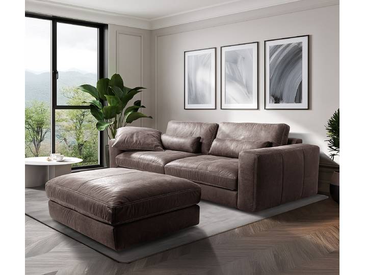 Repose-pieds 123 x 45 x 93cm Marron Cuir Nelja: Marron foncé