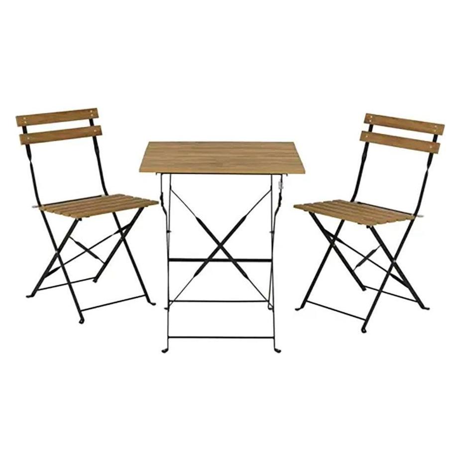Outdoor Living by Decoris Leeds table and 2 chairs set, foldable, wood, brown (67595658)