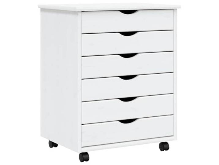 KLGBNCVE Rollschrank mit Schubladen Moss Weiß Massivholz Kiefer Rollen für Flexibilität, Griffmulden, glatte Oberfläche, leichte Reinigung mit feuchtem Tuch