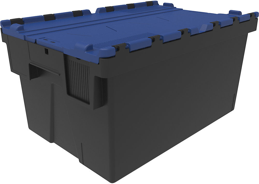 kaiserkraft Mehrweg-Stapelbehälter, LxBxH 600 x 400 x 310 mm, schwarz/blau
