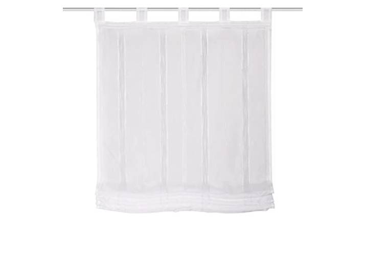 HOME FASHION 79609 Schlaufenrollo ALNUR aus Effektvoile mit Längstreifen, Farbe: weiß