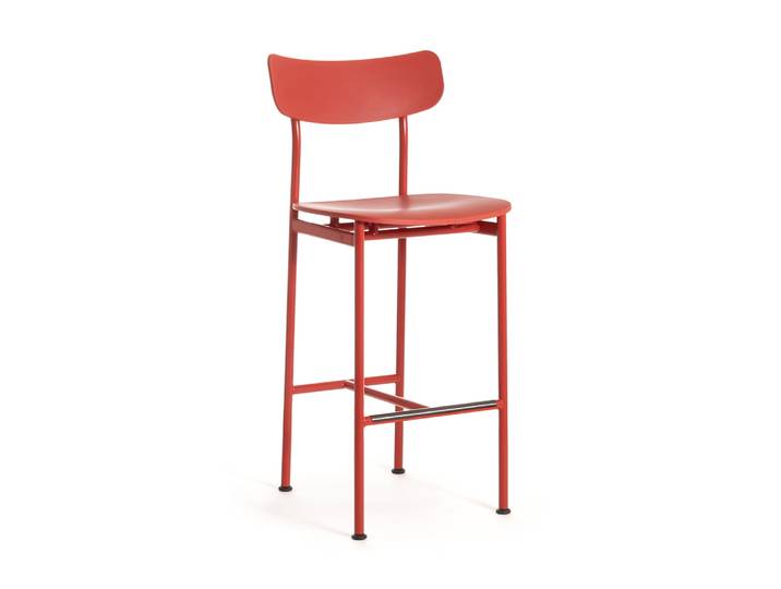 MAGIS tabouret moyen MOTTA SD2550 (Rouge - Polypropylène recyclé et acier peint)