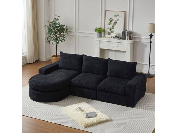 DRIPEX Canapé modulable combinable avec éléments courbés canapé d'angle compressé Noir 251×160×81cm
