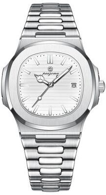 Youfap Market Original Quartz Watch For Men, Trend Men's Watches Classic Fashion, Square Dial Waterproof Luminous Date Wristwatch silver White