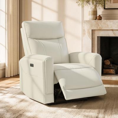 Spruce & Spring Modern Top-Grain Leather Power Recliner Chair with Dual Mode & USB Charging Ports