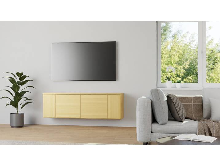 Hängesideboard aus Massivholz - Hängekommode mit vielen Optionen Buche Natur geölt