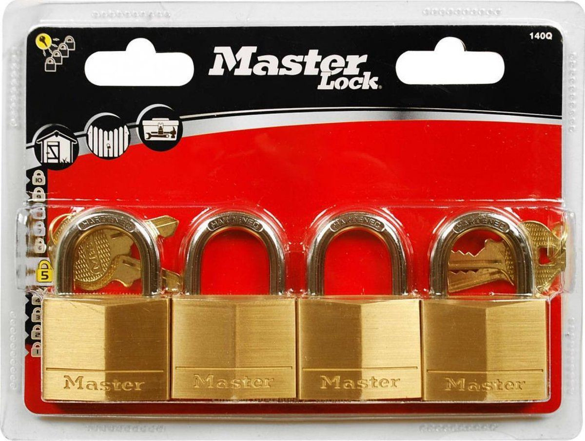 Master Lock 4 Hangsloten 40mm met 6mm oog gelijksluitend