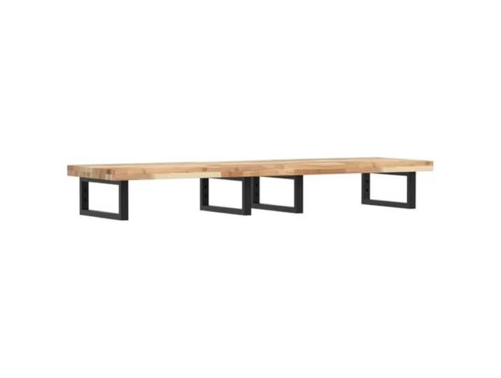 WEMYUFURN Waschbeckenregal Wandmontage Stahl und Akazienholz Schweberegal, rechteckige Halterungen, Handtuchaufhängung, Waschtischablage, modernes Design