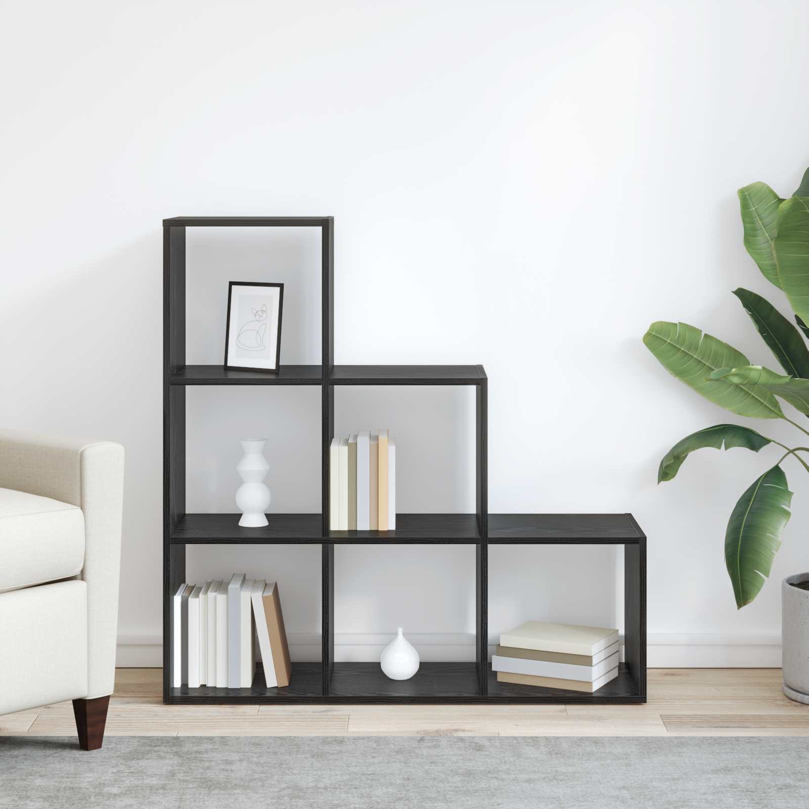 vidaXL Cloison Bibliothèque 6 niveaux 99 x 29 x 99 cm Chêne noir