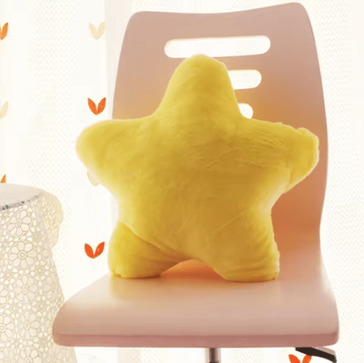 Uplift Curations StarGlow Plush Five Pointed Star Pillow(15.7 Inches) Soft Yellow, Pink & Red Decorative Cushion For Sofa & Bedroom yellow