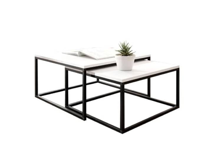 KIER FURNITURE Couchtisch 2er Set, LOFTI 75x75/65x65 cm, Weiß Vielseitiges Sofa mit Schlaffunktion für Wohn- oder Gästezimmer, bequem als Sitzplatz und Schlafmöglichkeit