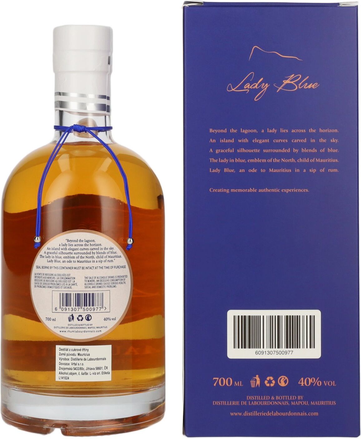 Labourdonnais Lady Blue Mauritius Spirit of Rum 40% Vol. 0,7l in Geschenkbox