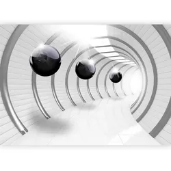 Fototapete Futuristic Tunnel Grau/weiß