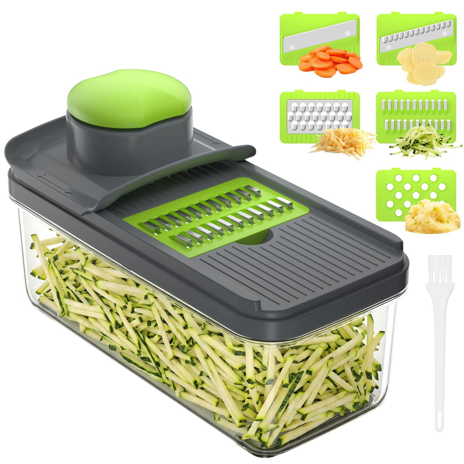 Solidchoice 5 in 1 Mandoline Groentesnijder Multifunctionele Keukenhulp Groen