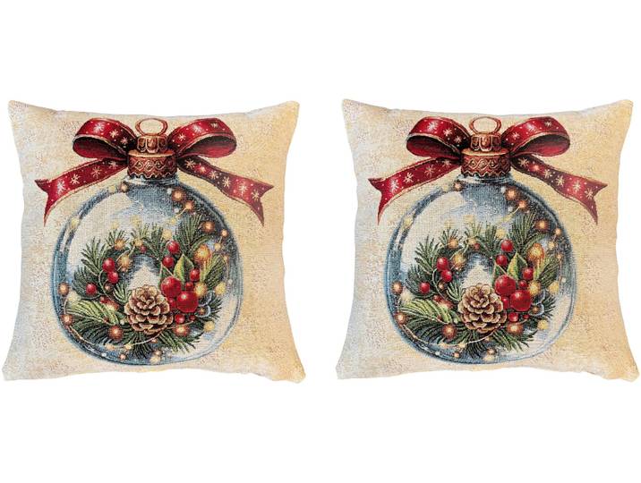 Dekokissen HOME WOHNIDEEN CHRISTMAS BALL , bunt, B:45cm L:45cm, Baumwolle, Polyester, Dekokissen_Sitzkissen_Kissenhüllen, Dekokissen, ohne Füllung, Gobelin, SET