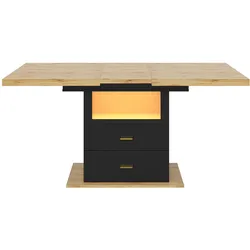 ESSTISCH Ausziehbar 110-140cm mit LED & 2 Schubladen Holzoptik