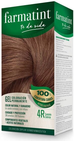FARMATINT Gel Coloración Permanente Tinte Capilar 4R Castaño Cobrizo
