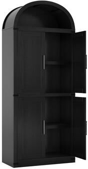 Garvee 72'' Tall Arched Bookcase with Doors 4 Tier Display Bookshelf