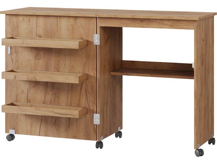 Nähtisch Vicco Carmen Eiche 118 x 77.5 cm mit 3 Regalfächer, Model 55379