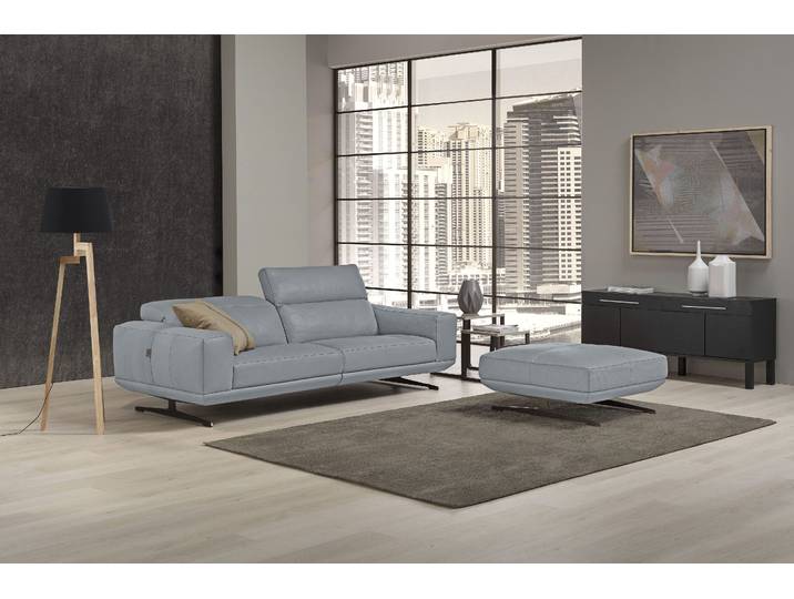 2,5-Sitzer Sofa, Leder NUVOLE, Himmel Blau, 236×109×96 cm, Beidseitig Verstellbare Rückenlehne, Modern, EGOITALIANO
