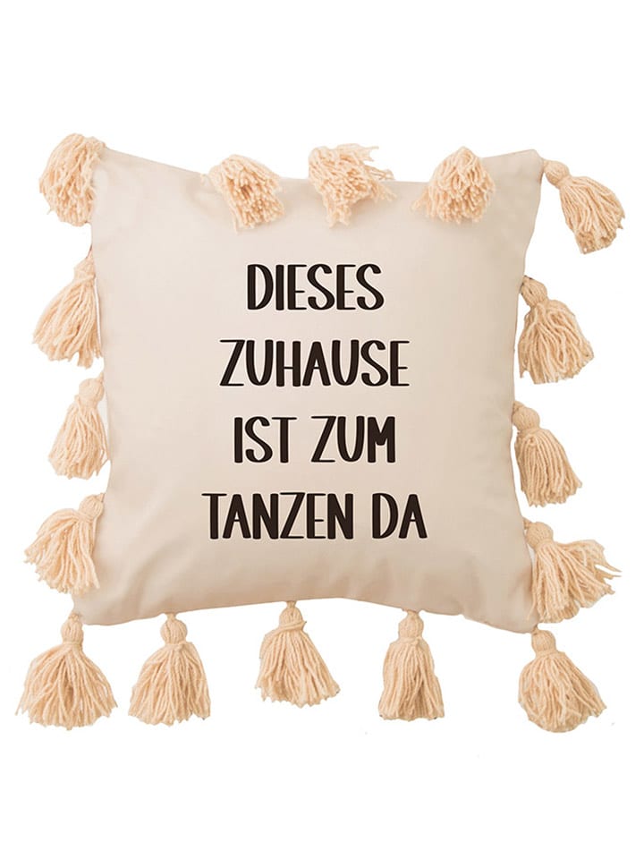 Folkifreckles Kissen "Tanzen" in Beige - (L)45 x (B)45 cm - onesize