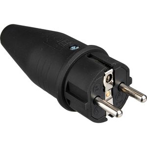 as-Schwabe Schutzkontaktstecker 60412, schwarz, aus Gummi, 16 A / 230 V, IP44 für außen