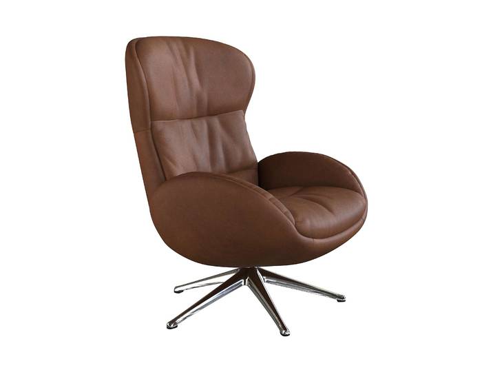 Relaxsessel FLEXLUX Haze, hervorragender Komfort, Alu Fuß, organisches Design, ergonomisch , braun (chesnut braun), B:70cm H:104cm T:79cm, 100% Echtleder, Sessel, Relaxsessel, Rückenteilverstellung, drehbar, Fuß Alu