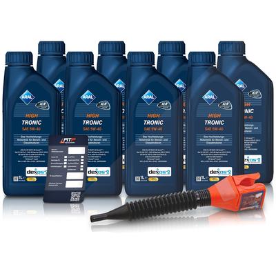 Aral 8x 1 L HighTronic 5W-40 + Ölwechsel-Anhänger + Einfülltrichter [Hersteller-Nr. 15F47B]