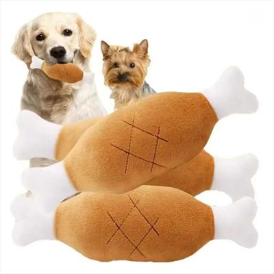 Uplift Essentials "Interactive Plush ""Chicken Leg"" High Engagement Squeaky Chew Toy & Dental Support Prop For Dogs & Cats Interactive Plush ""Chicken Leg"" High Engagement Squeaky Chew Toy & Dental Support Prop For Dogs & Cats"