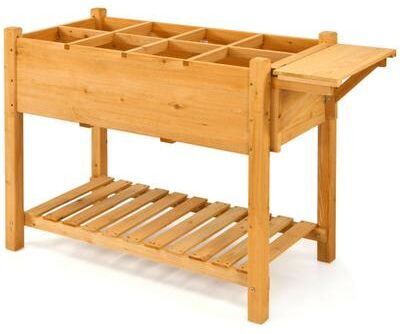 Costway Elevated Planter Box Kit with 8 Grids and Folding Tabletop